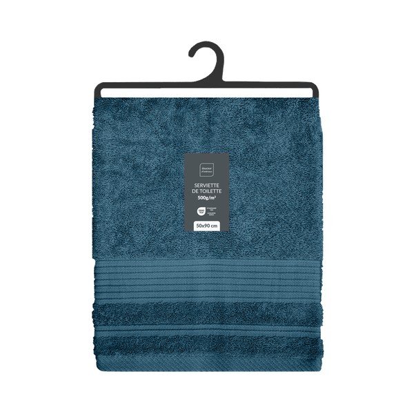 Tmavomodrý froté bavlnený uterák 50x90 cm Tendresse – douceur d'intérieur-image-4