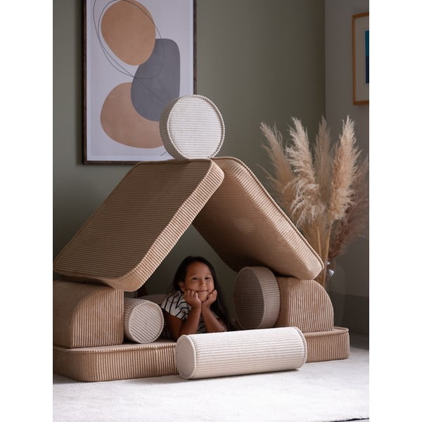 Svetlohnedá menčestrová detská pohovka 132 cm Settee – Wigiwama-image-1