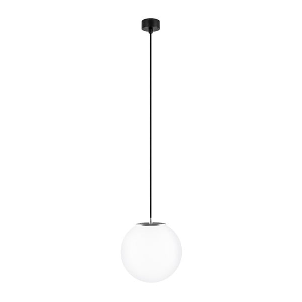 Biele stropné svietidlo s čiernym káblom a detailom v striebornej farbe Sotto Luce Tsuri, ∅ 25 cm