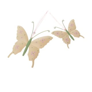 Súprava 2 béžových kovových závesných dekorácií Dakls Butterfly