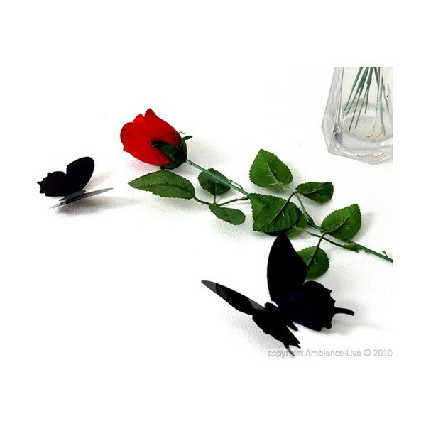 Sada 12 čiernych 3D samolepiek Ambiance Black Butterflies-image-1