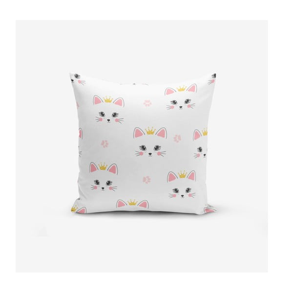 Detská obliečka na vankúš 43x43 cm White Pink Cat – Mila Home