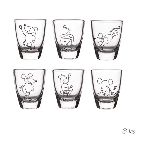 Sada 6 sklenených pohárikov Orion Myš, 25 ml