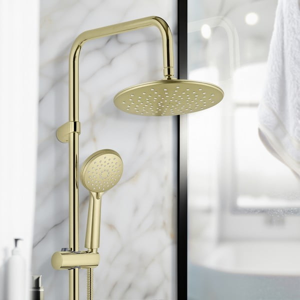 Matne zlatá sprchová súprava z nehrdzavejúcej ocele 101 cm Young Line – Wenko-image-2