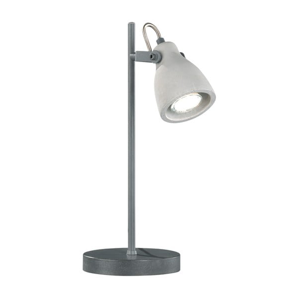 Sivá stolová lampa Trio Concrete, výška 38 cm