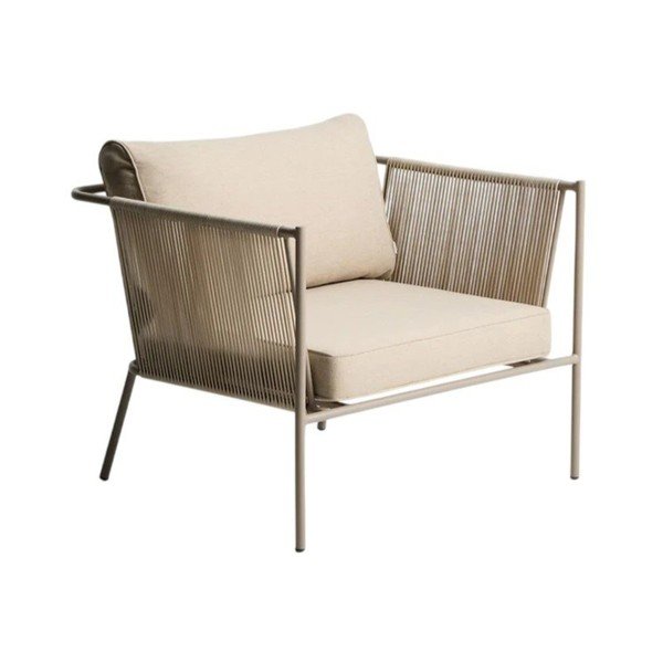 Krémovobiele/taupe kovové/polstrované záhradné kreslo Zivia – Kave Home