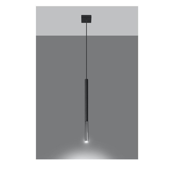 Čierne/v striebornej farbe kovové závesné svietidlo Asarot – Sollux-image-1