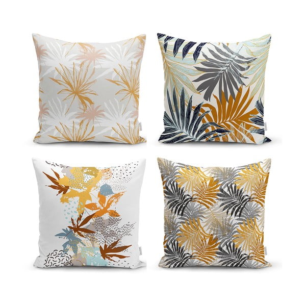 Súprava 4 dekoratívnych obliečok na vankúše Minimalist Cushion Covers Autumn Leaves, 45 x 45 cm