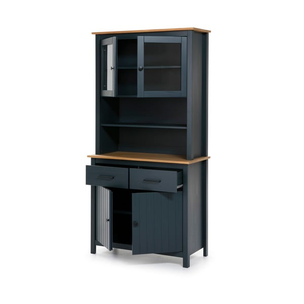 Tmavomodrá vitrína z borovicového dreva 90x180 cm Miranda – Marckeric-image-3
