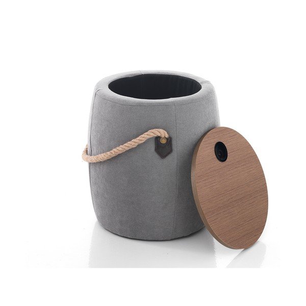 Sivý puf s úložným priestorom Tomasucci Barril, ø 40 cm-image-1
