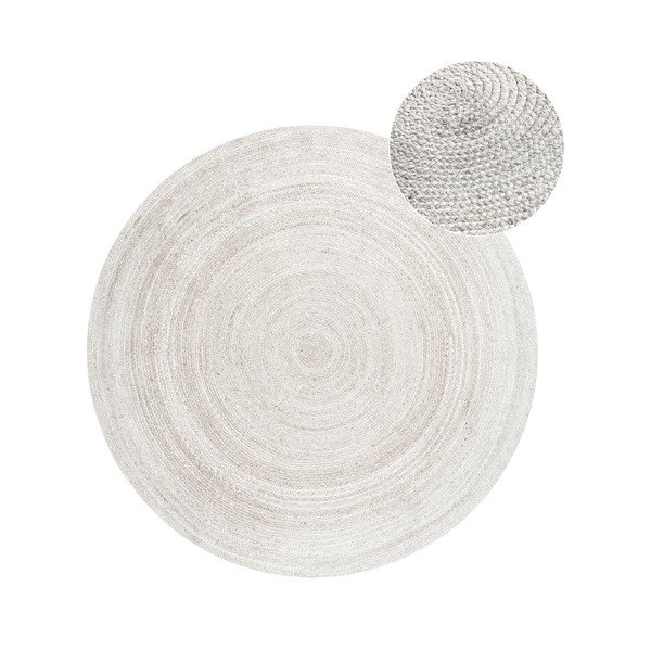 Biely obojstranný/ručne tkaný jutový okrúhly koberec ø 140 cm Braided – Hanse Home