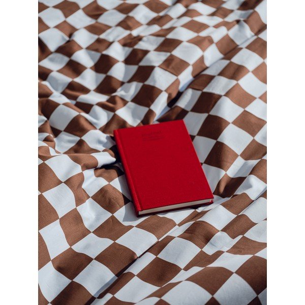 Svetlomodrá/hnedá obliečka na perinu na jednolôžko z bavlneného saténu 140x200 cm Plu – noo.ma-image-2