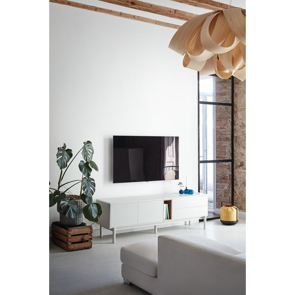 Krémovobiely TV stolík 180x56x40 cm Corvo – Teulat-image-1