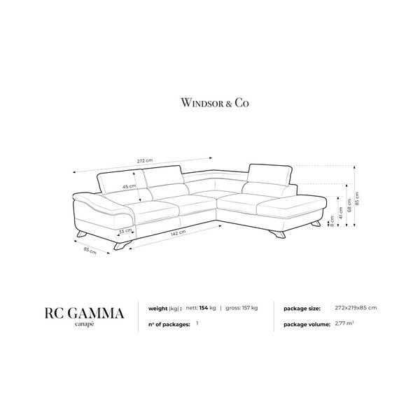 Sivá rozkladacia pohovka s úložným priestorom Windsor & Co Sofas Gamma, pravá strana-image-4