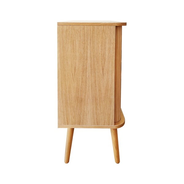 Vysoká komoda v dekore duba s posuvnými dverami v prírodnej farbe 83x95 cm Rove – Woodman-image-4