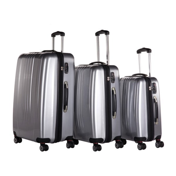 Sada 3 cestovných kufrov striebornej farby Packenger Premium Koffer
