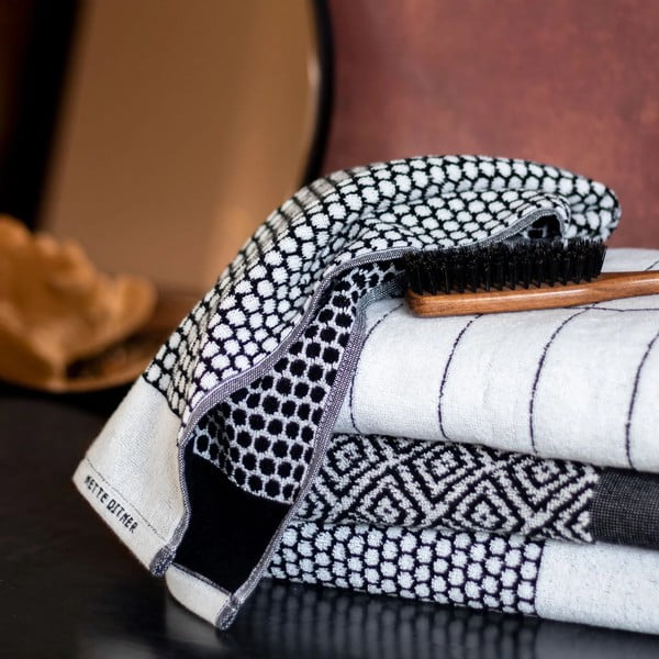 Biely bavlnený uterák 50x100 cm Tile Stone - Mette Ditmer Denmark-image-2