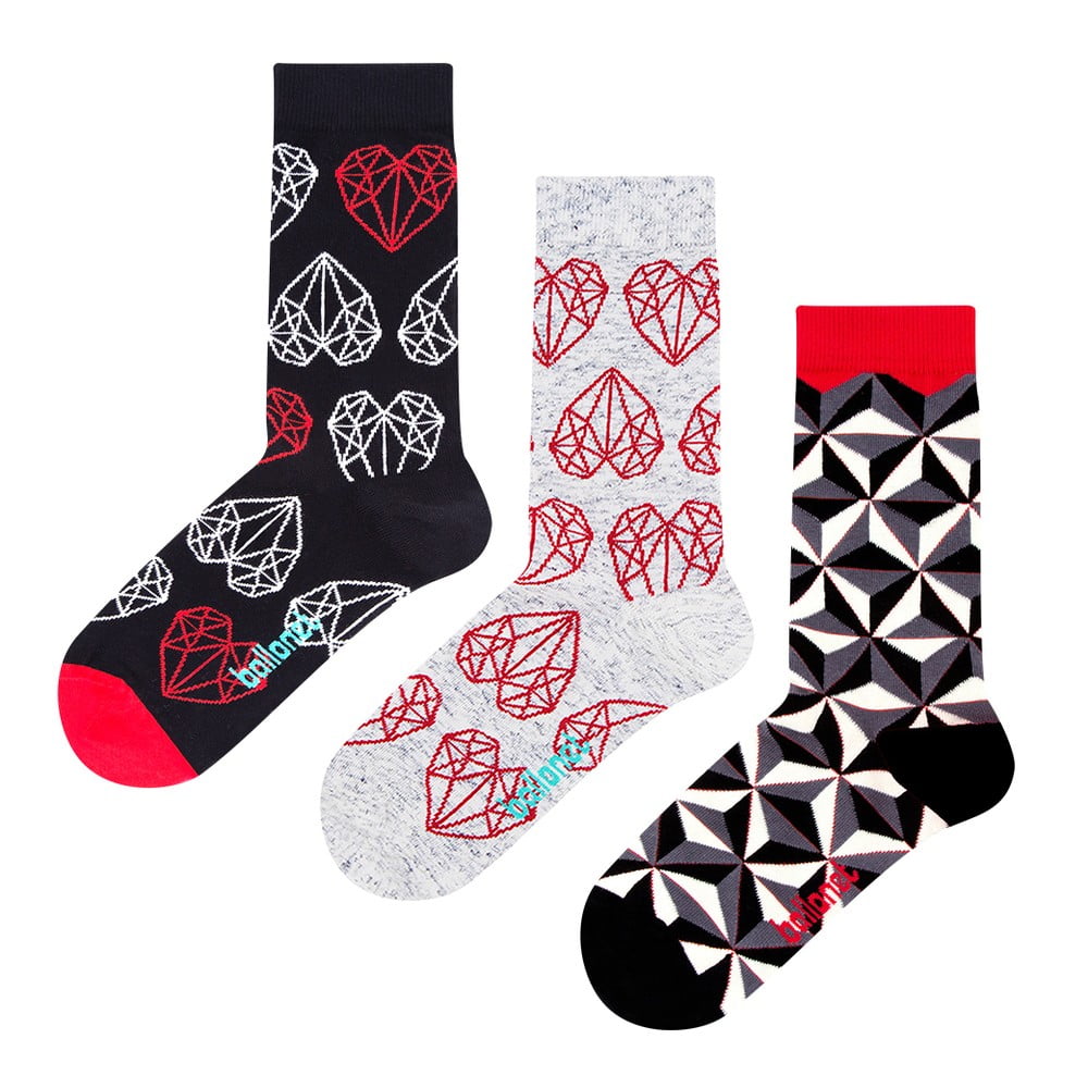 Set 3 párov ponožiek Ballonet Socks Black & White v darčekovom balení, veľkosť 36 - 40