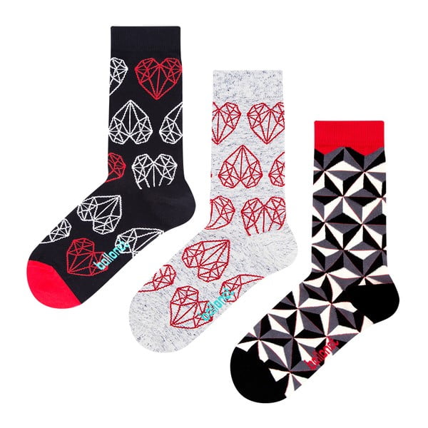 Set 3 párov ponožiek Ballonet Socks Black & White v darčekovom balení, veľkosť 41 - 46