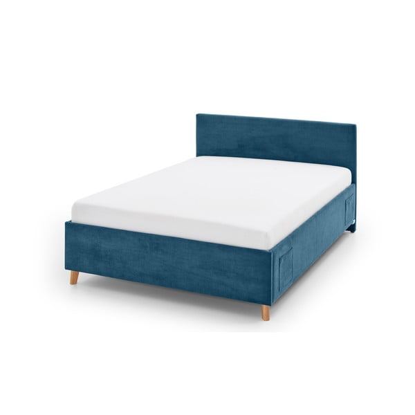 Modrá čalúnená detská posteľ s úložným priestorom s roštom 140x200 cm Cool – Meise Möbel