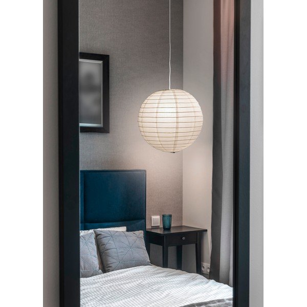 Biele závesné svietidlo s papierovým tienidlom Paper – Trio-image-1