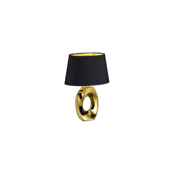 Stolová lampa v čierno-zlatej farbe z keramiky a tkaniky Trio Taba, výška 33 cm