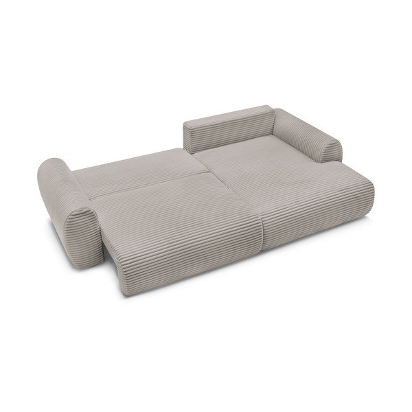 Svetlosivo-béžová menčestrová rozkladacia rohová pohovka (pravý roh) Lucien – Bobochic Paris-image-4