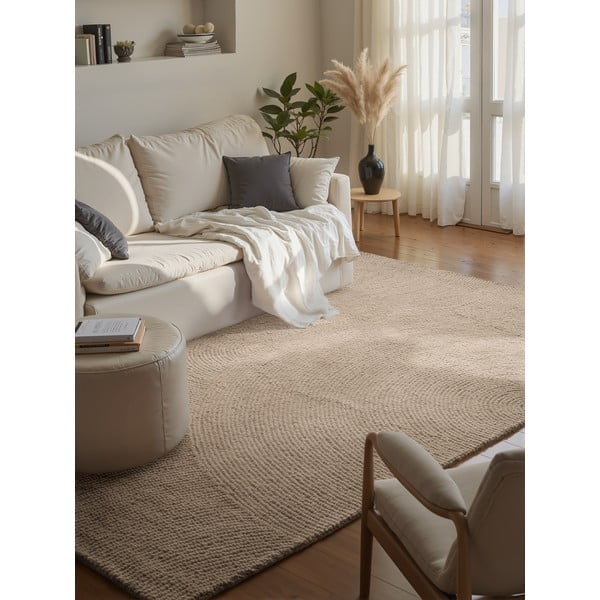 Béžový ručne tkaný vlnený koberec 200x300 cm Eleni Light Beige – Hanse Home-image-1