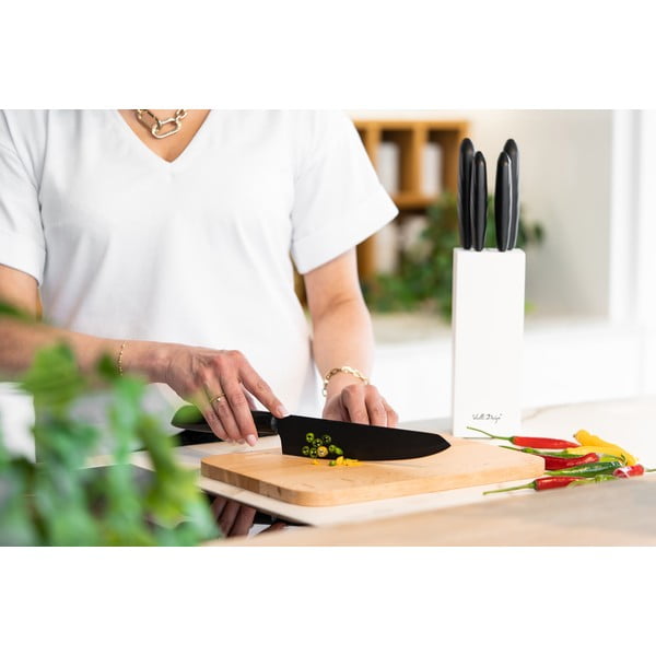 Súprava 5 nožov v bielom držiaku Vialli Design Caro-image-4