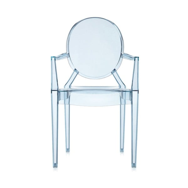 Svetlomodrá transparentná stolička Kartell Lou Lou Ghost