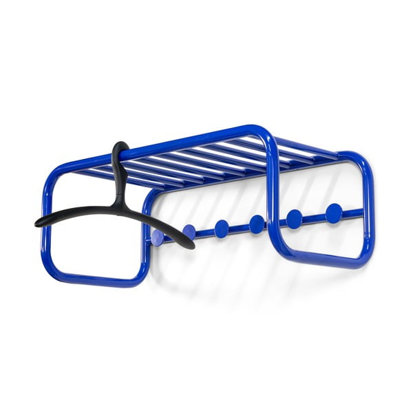 Modrý kovový nástenný vešiak s poličkou 72 cm Retro – Spinder Design-image-3