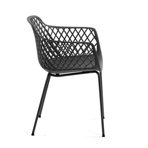 Tmavosivá kovová záhradná stolička Quinn – Kave Home-image-2