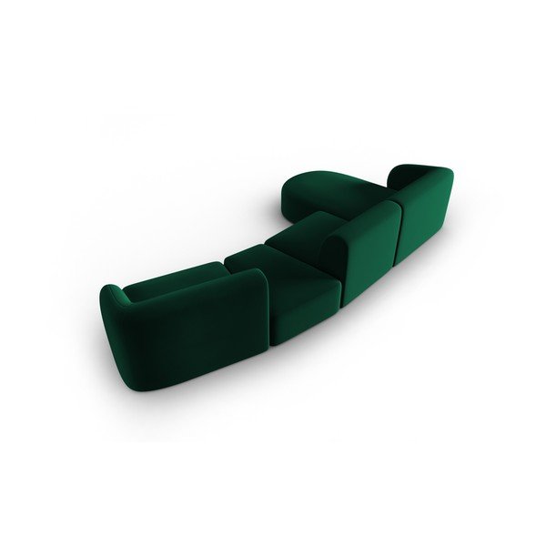 Zelená zamatová rohová pohovka (ľavý roh/s leňoškou) Paolo – Milo Casa-image-3