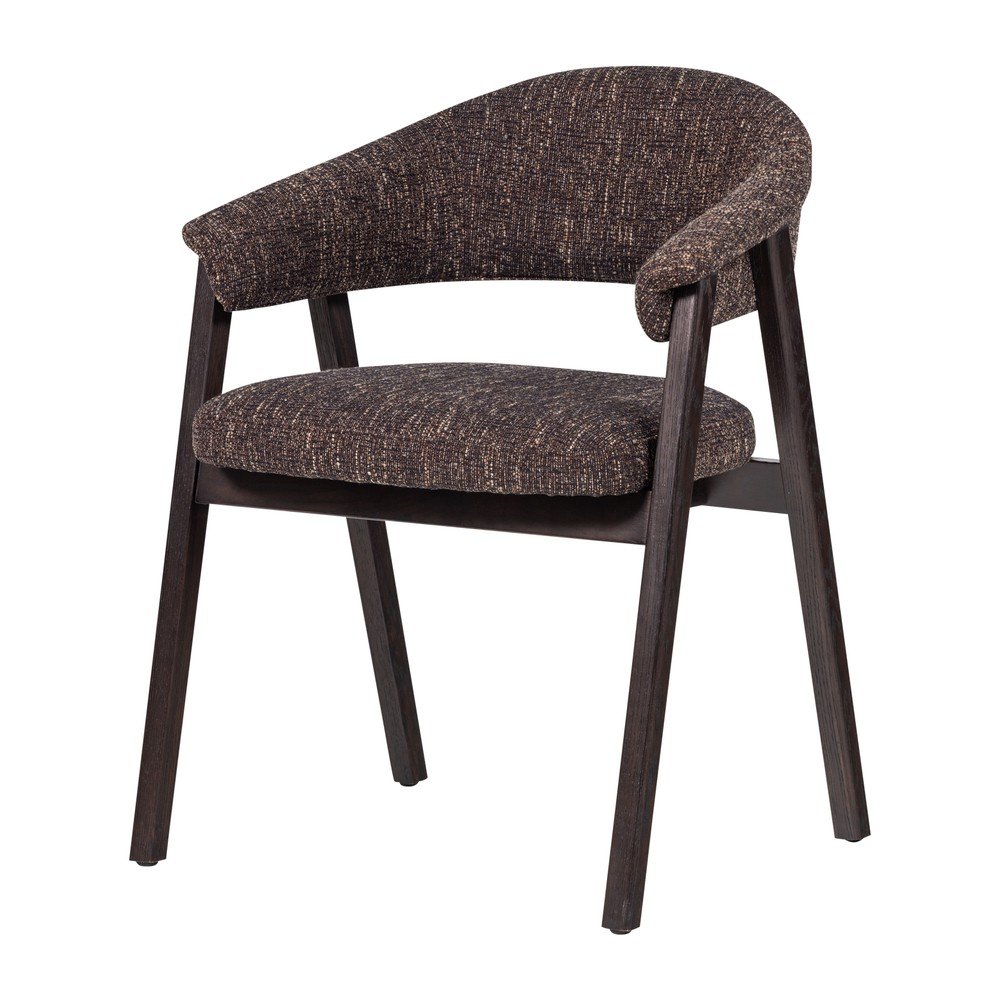 Tmavohnedá čalúnená jedálenská stolička s podrúčkami Tunar – WOOOD