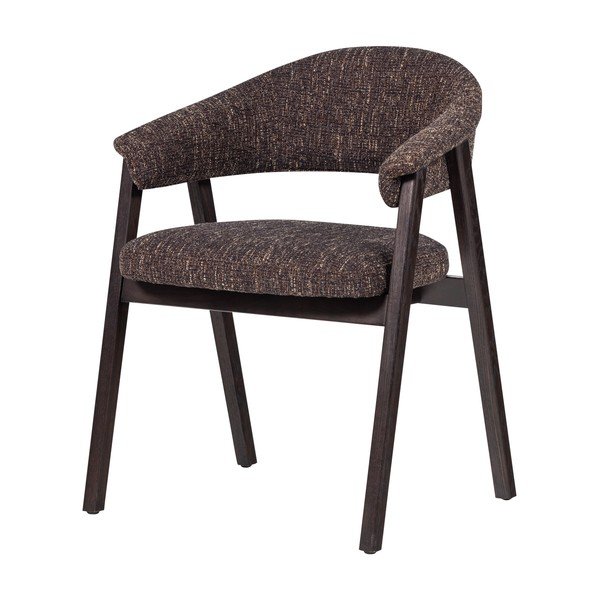 Tmavohnedá čalúnená jedálenská stolička s podrúčkami Tunar – WOOOD