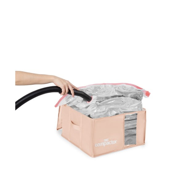 Vákuový plastový úložný box na oblečenie 42x40x25 cm Pink Edition – Compactor-image-2