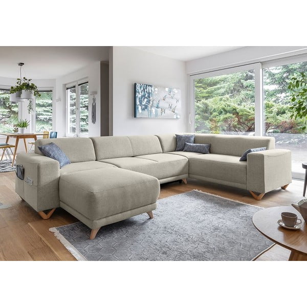 Béžová rozkladacia/s úložným priestorom rohová pohovka (pravý roh/do tvaru "U") Classy Sophie – Miuform-image-3