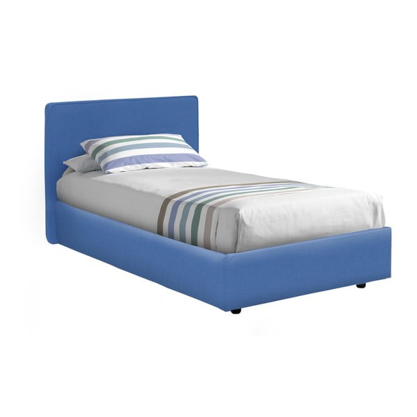 Modrá jednolôžková posteľ s úložným priestorom a matracom 13Casa Ninfea, 80 x 190 cm