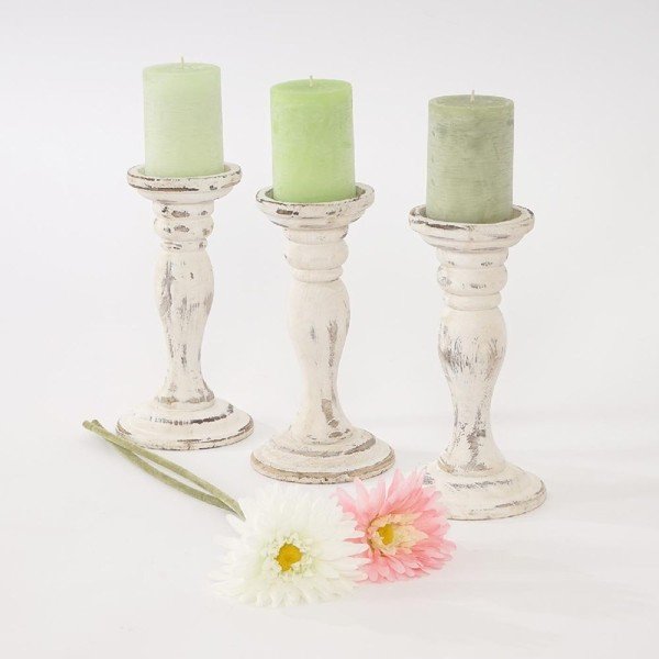 Sada 3 svietnikov Mendler Shabby White, 24 cm-image-1