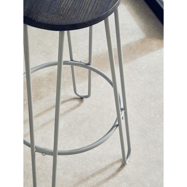 Sivá/v tmavo prírodnej farbe barová stolička z brestového dreva (výška sedadla 75 cm) District – Premier Housewares-image-3