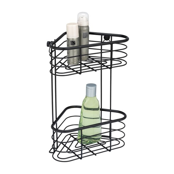 Čierna rohová sprchová polica Wenko Trestina, 25 x 35 cm-image-1