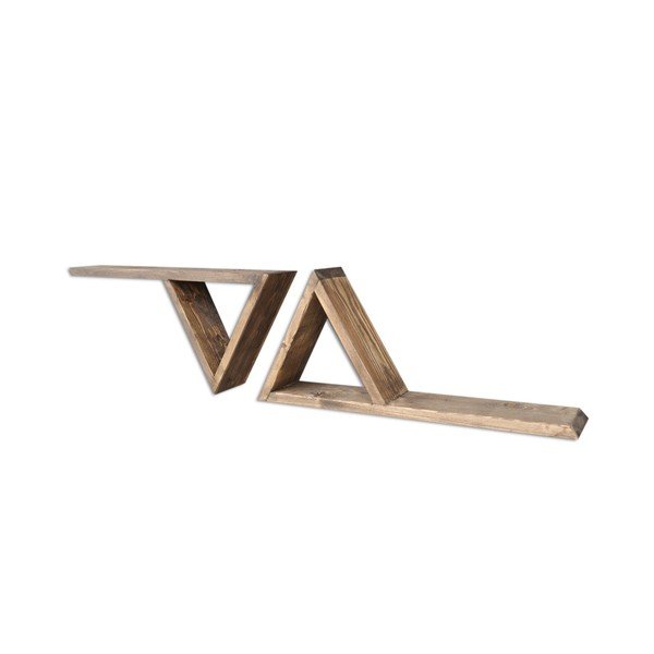 Sada 2 drevených nástenných políc Triangles-image-3