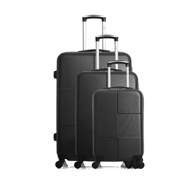 Sada 3 čiernych cestovných kufrov na kolieskach Hero Coronado