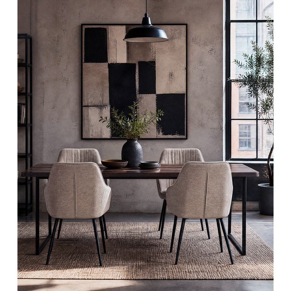 Béžové čalúnené jedálenské kreslo s podrúčkami Nolan – Unique Furniture-image-3