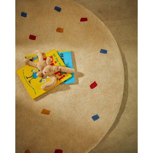 Krémový bavlnený detský koberec ø120 cm Luli – Kave Home-image-1