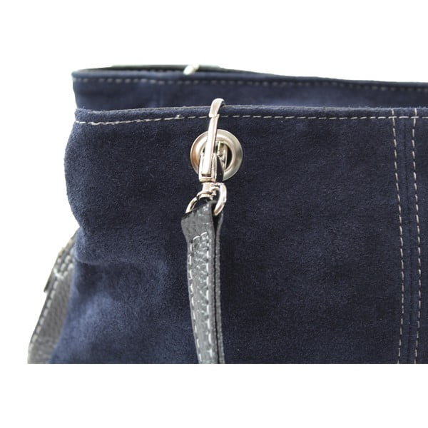 Modrá kožená kabelka Chicca Borse Ink-image-4