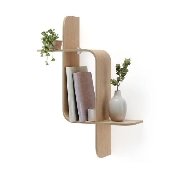 Poschodová polica z kaučukového dreva v prírodnej farbe Montage - Umbra-image-4