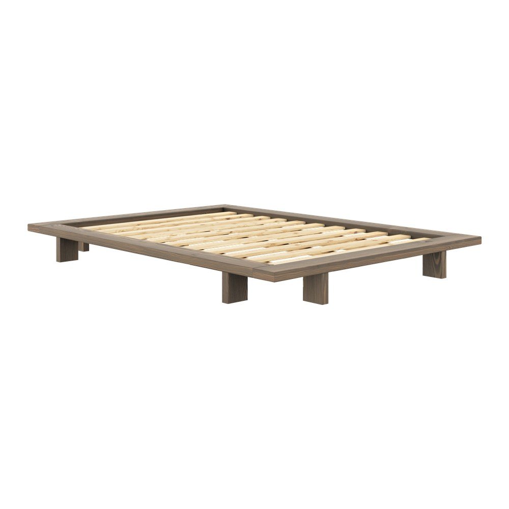 E-shop Hnedá dvojlôžková posteľ z borovicového dreva s roštom 140x200 cm Japan – Karup Design