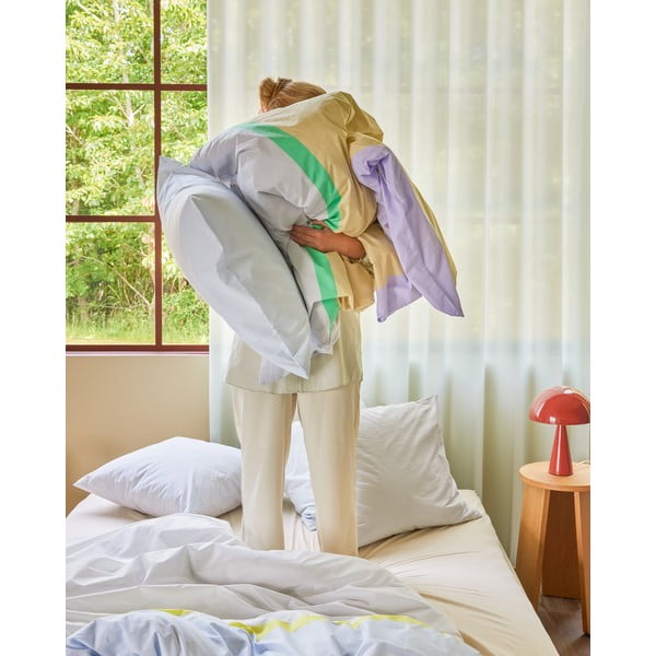 Bielo-modré bavlnené obliečky na jednolôžko 140x200 cm Block – Hübsch-image-2