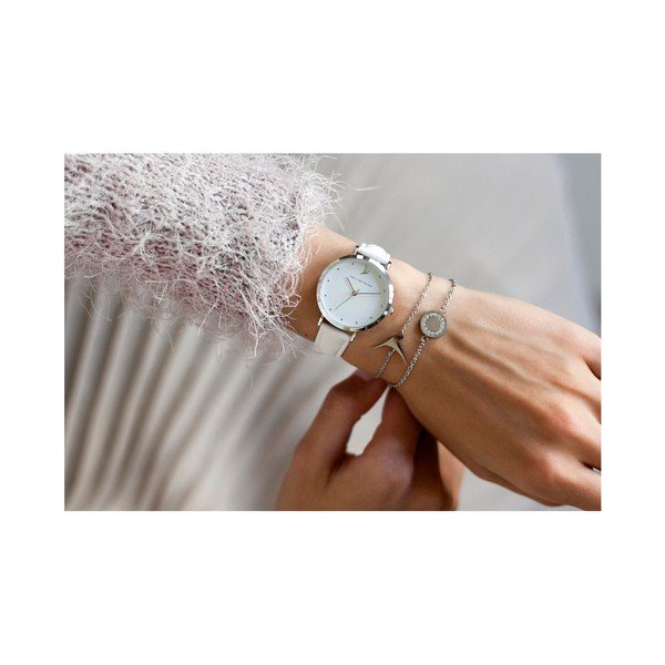 Dámske hodinky s bielym remienkom z pravej kože Emily Westwood Meeting-image-1